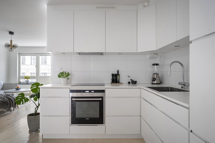 white kitchen block