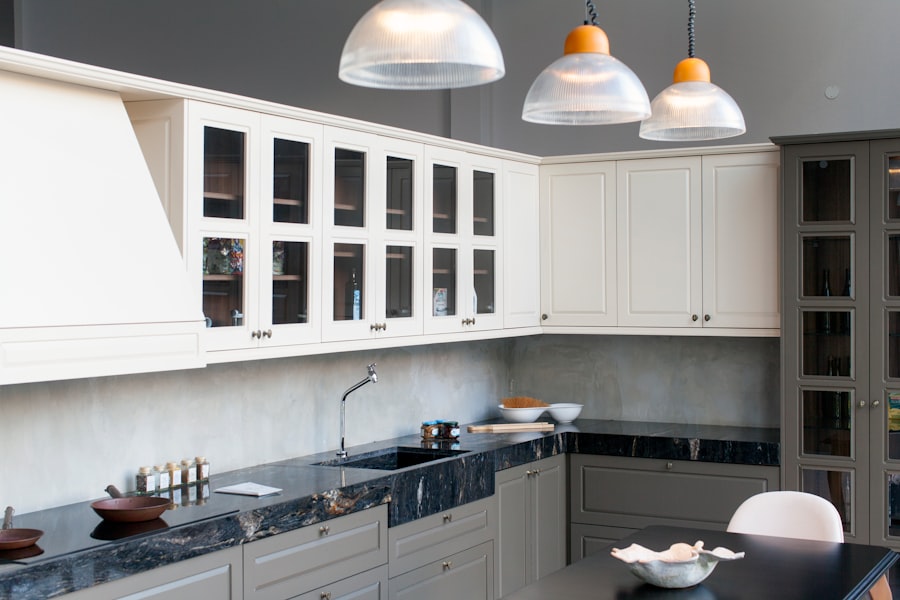 Photo gray kitchen cabinet